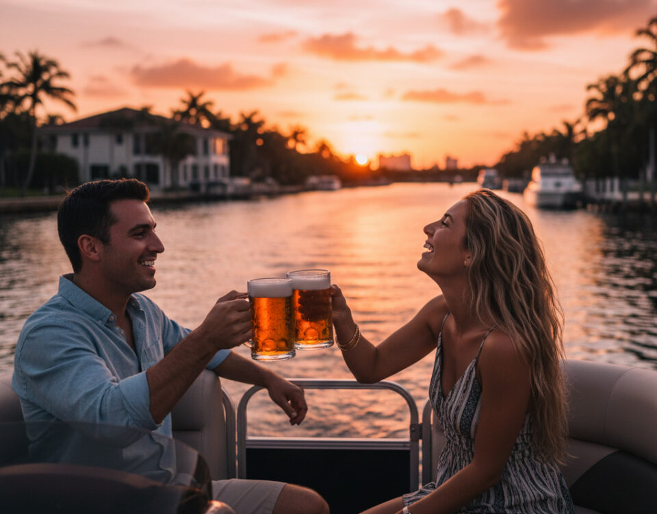 enjoy october on the waterway in Fort Lauderdale with Pontoon Party boat charters
